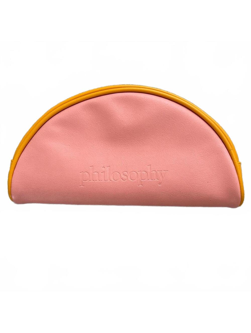 Philosophy Cosmetics Travel Bag Pink Orange Trim Soft Faux Leather